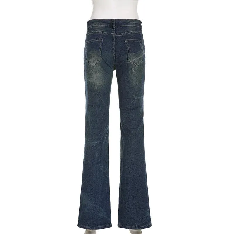 BerriesJam - Abstract Low Rise Flared Jeans