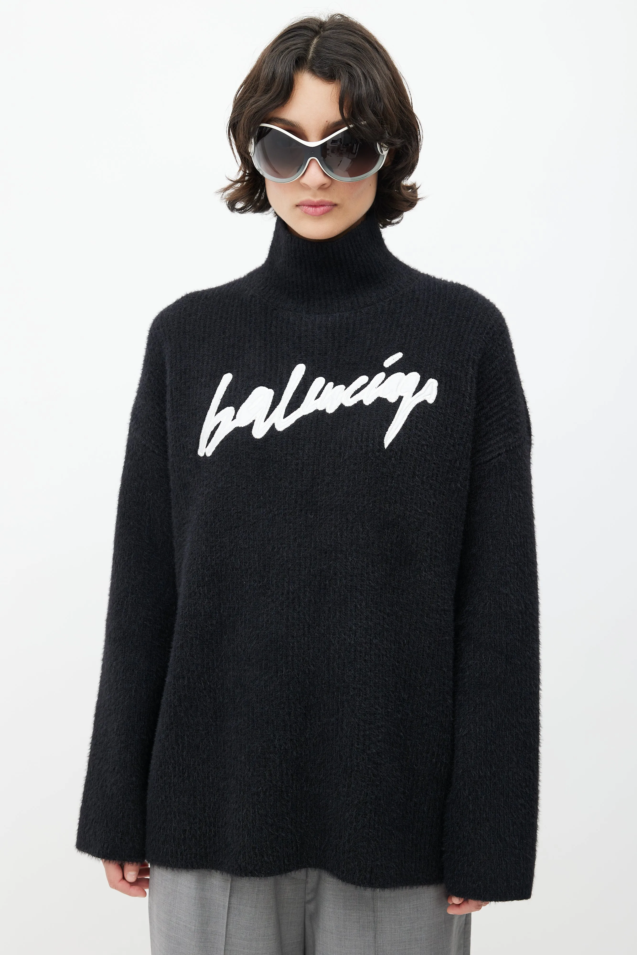 Black & White Scribble Logo Knit Sweater