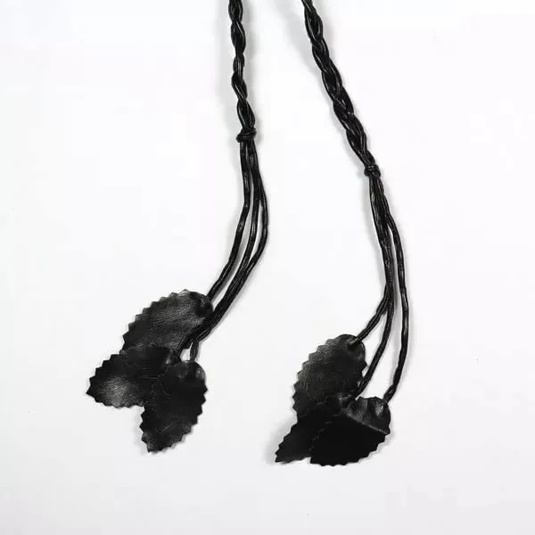 Black Braided Belt with Leaf Tassels