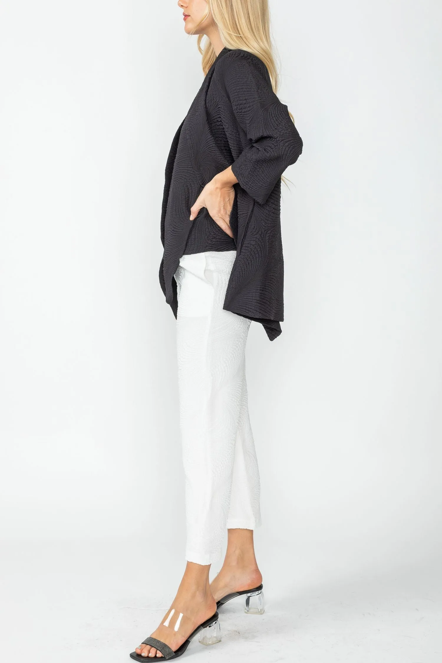 Black Crop Kimono Cardigan