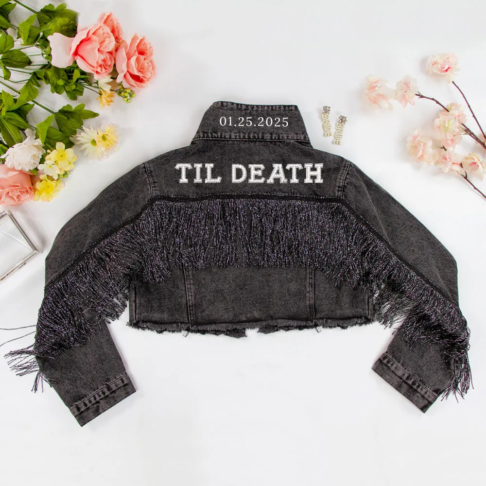 (Black Fringe) Till Death Patch Denim Jacket