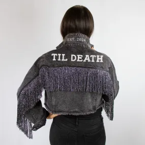 (Black Fringe) Till Death Patch Denim Jacket