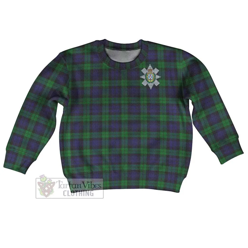 Black Watch Tartan Kid Ugly Sweater with Family Crest