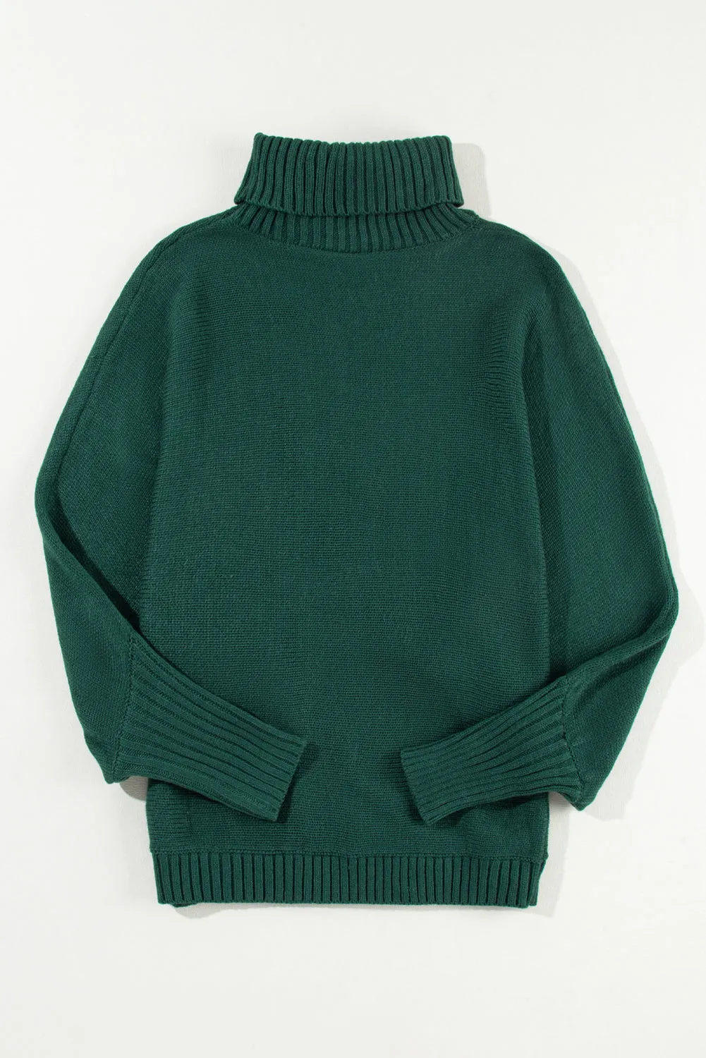 Blackish Green Merry Letter Embroidered High Neck Sweater