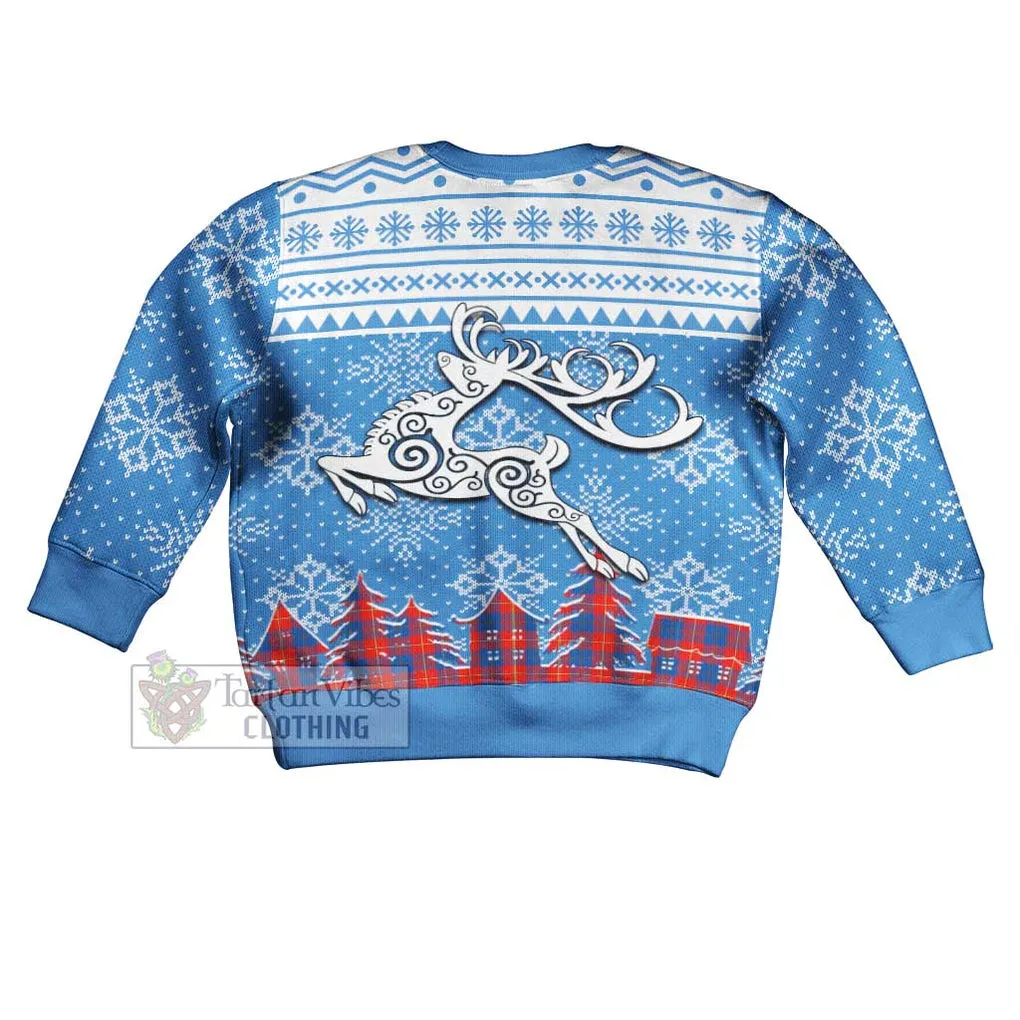 Blane Clan Christmas Kid Ugly Sweater with Tartan and Celtic Reindeer Style