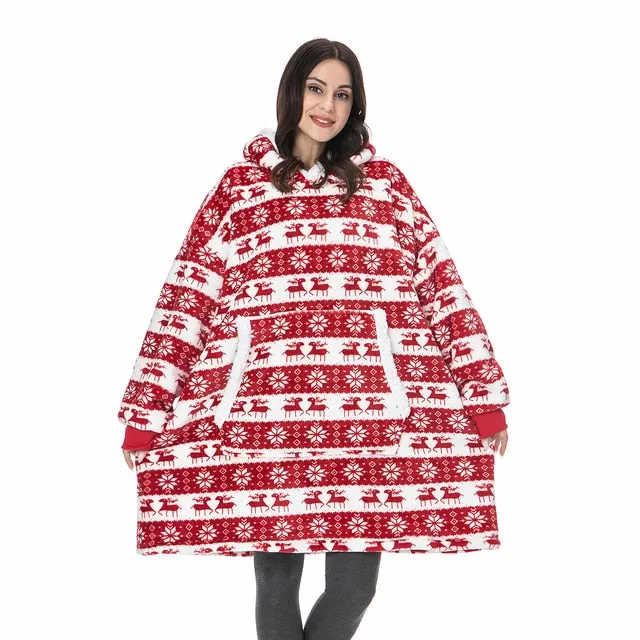 Blanket with Sleeves Women Oversized Hoodie Fleece Warm Hoodies Sweatshirts Giant TV Blanket Women Hoody Robe