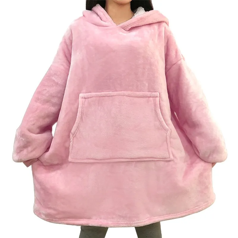 Blanket with Sleeves Women Oversized Hoodie Fleece Warm Hoodies Sweatshirts Giant TV Blanket Women Hoody Robe