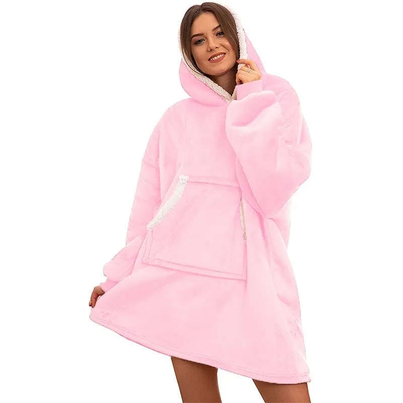 Blanket with Sleeves Women Oversized Hoodie Fleece Warm Hoodies Sweatshirts Giant TV Blanket Women Hoody Robe