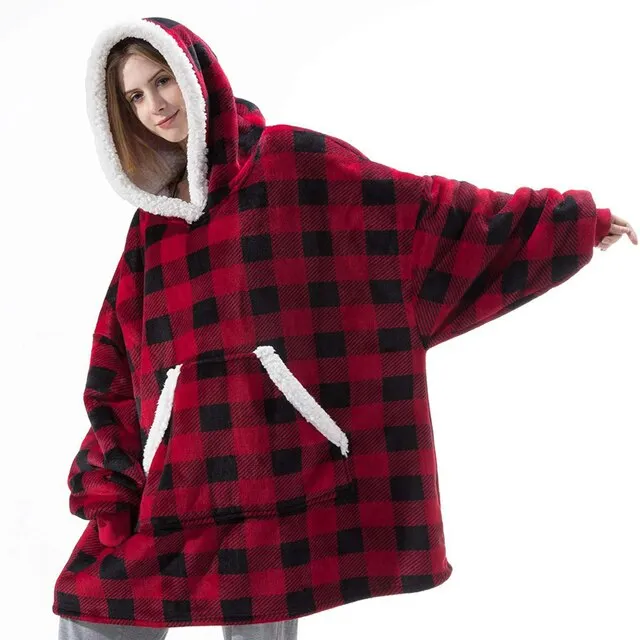 Blanket with Sleeves Women Oversized Hoodie Fleece Warm Hoodies Sweatshirts Giant TV Blanket Women Hoody Robe