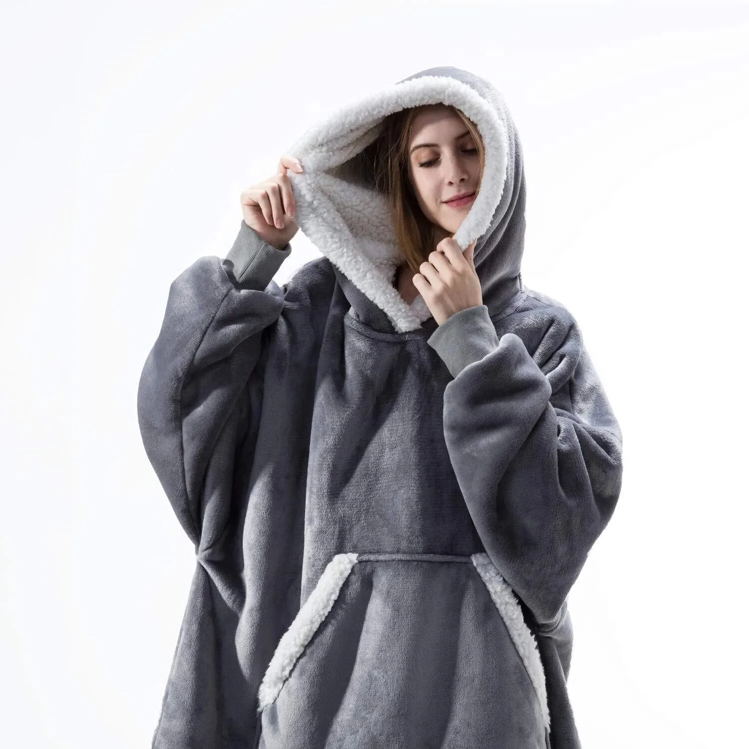 Blanket with Sleeves Women Oversized Hoodie Fleece Warm Hoodies Sweatshirts Giant TV Blanket Women Hoody Robe