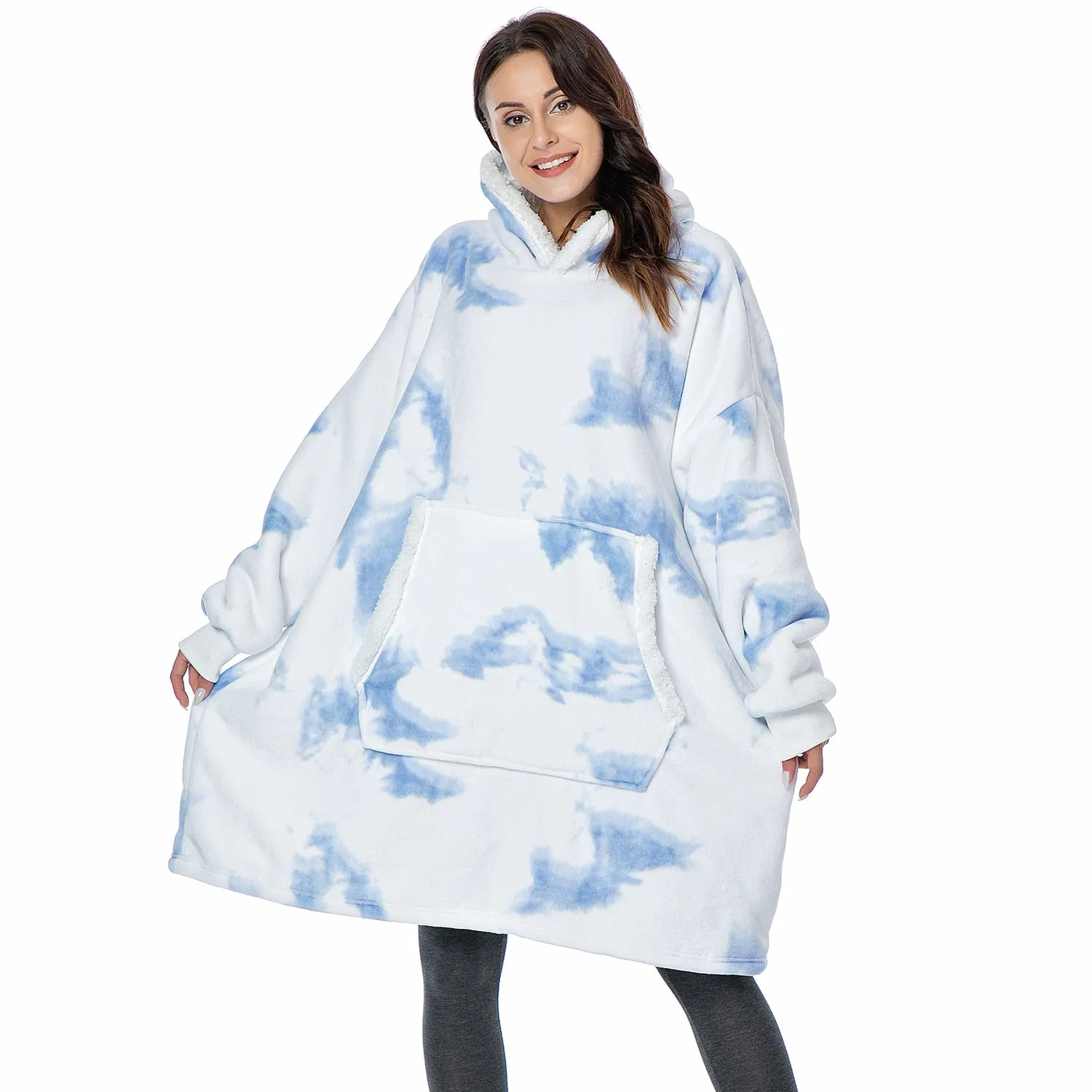 Blanket with Sleeves Women Oversized Hoodie Fleece Warm Hoodies Sweatshirts Giant TV Blanket Women Hoody Robe