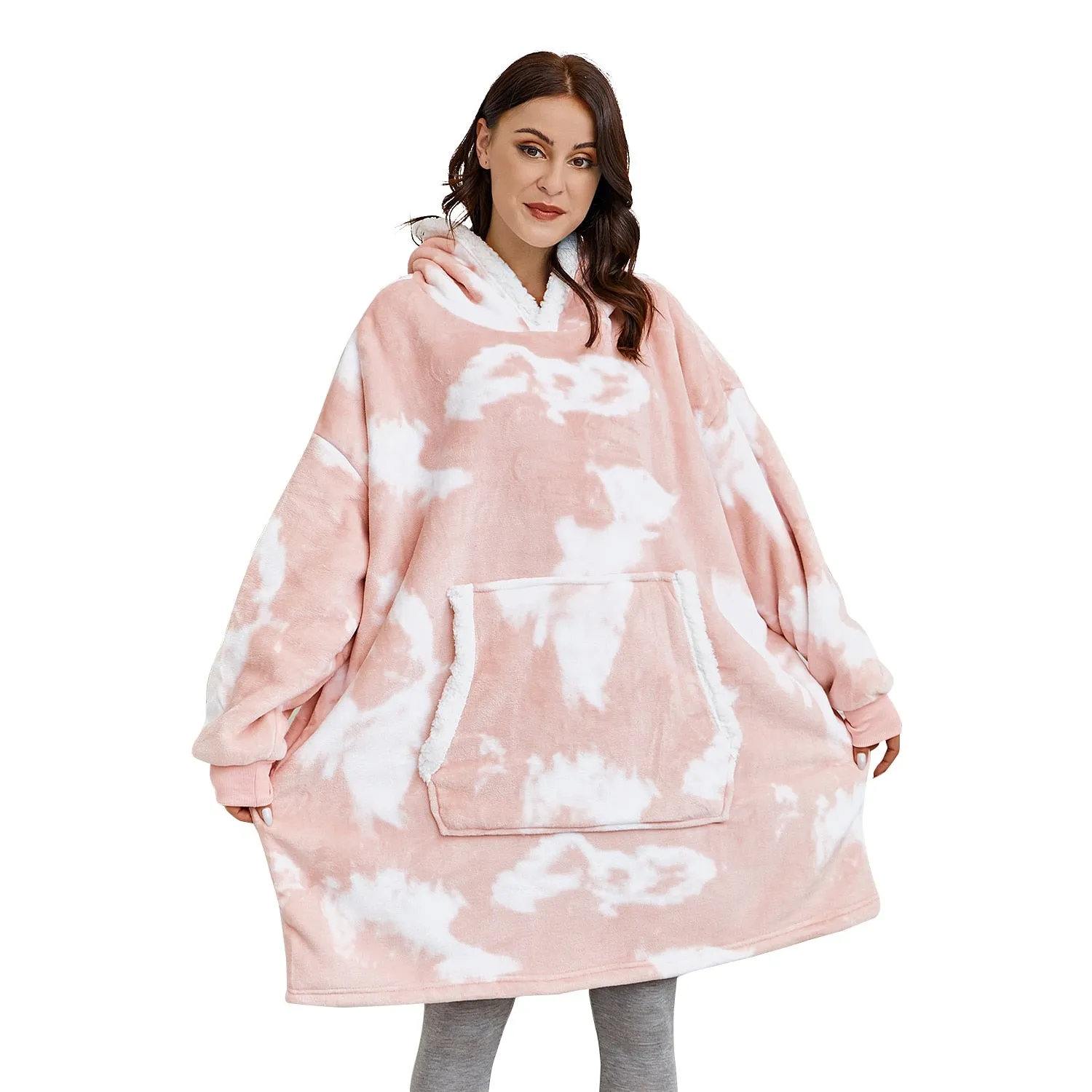 Blanket with Sleeves Women Oversized Hoodie Fleece Warm Hoodies Sweatshirts Giant TV Blanket Women Hoody Robe