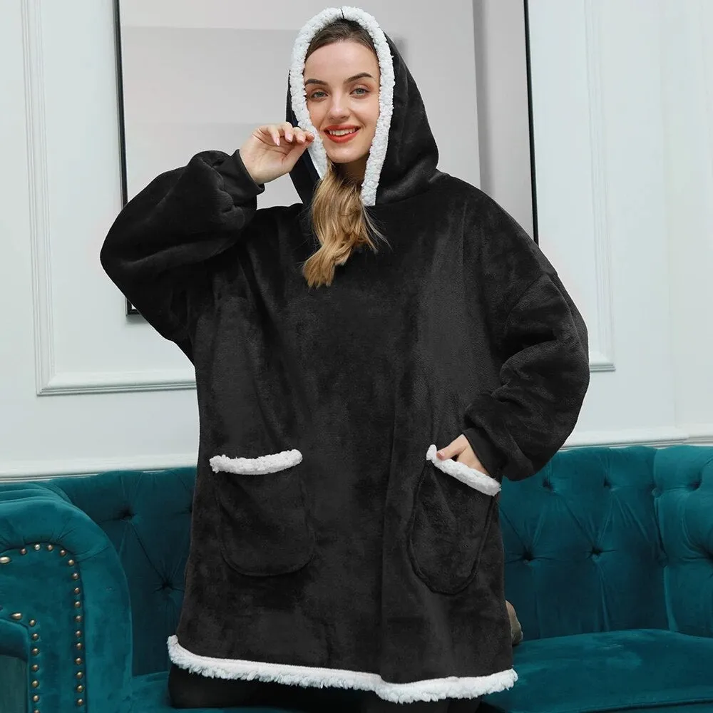 Blanket with Sleeves Women Oversized Hoodie Fleece Warm Hoodies Sweatshirts Giant TV Blanket Women Hoody Robe