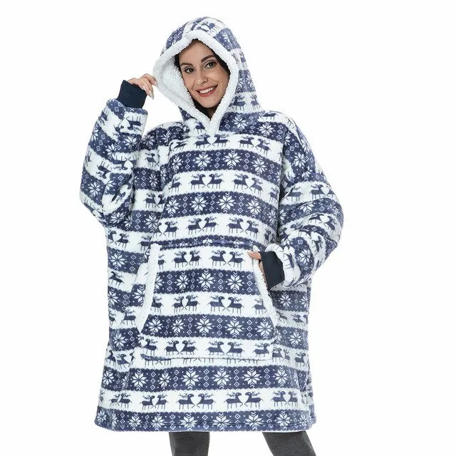 Blanket with Sleeves Women Oversized Hoodie Fleece Warm Hoodies Sweatshirts Giant TV Blanket Women Hoody Robe