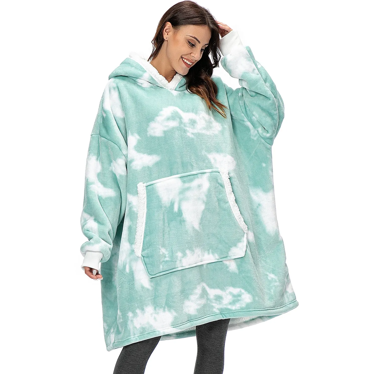 Blanket with Sleeves Women Oversized Hoodie Fleece Warm Hoodies Sweatshirts Giant TV Blanket Women Hoody Robe