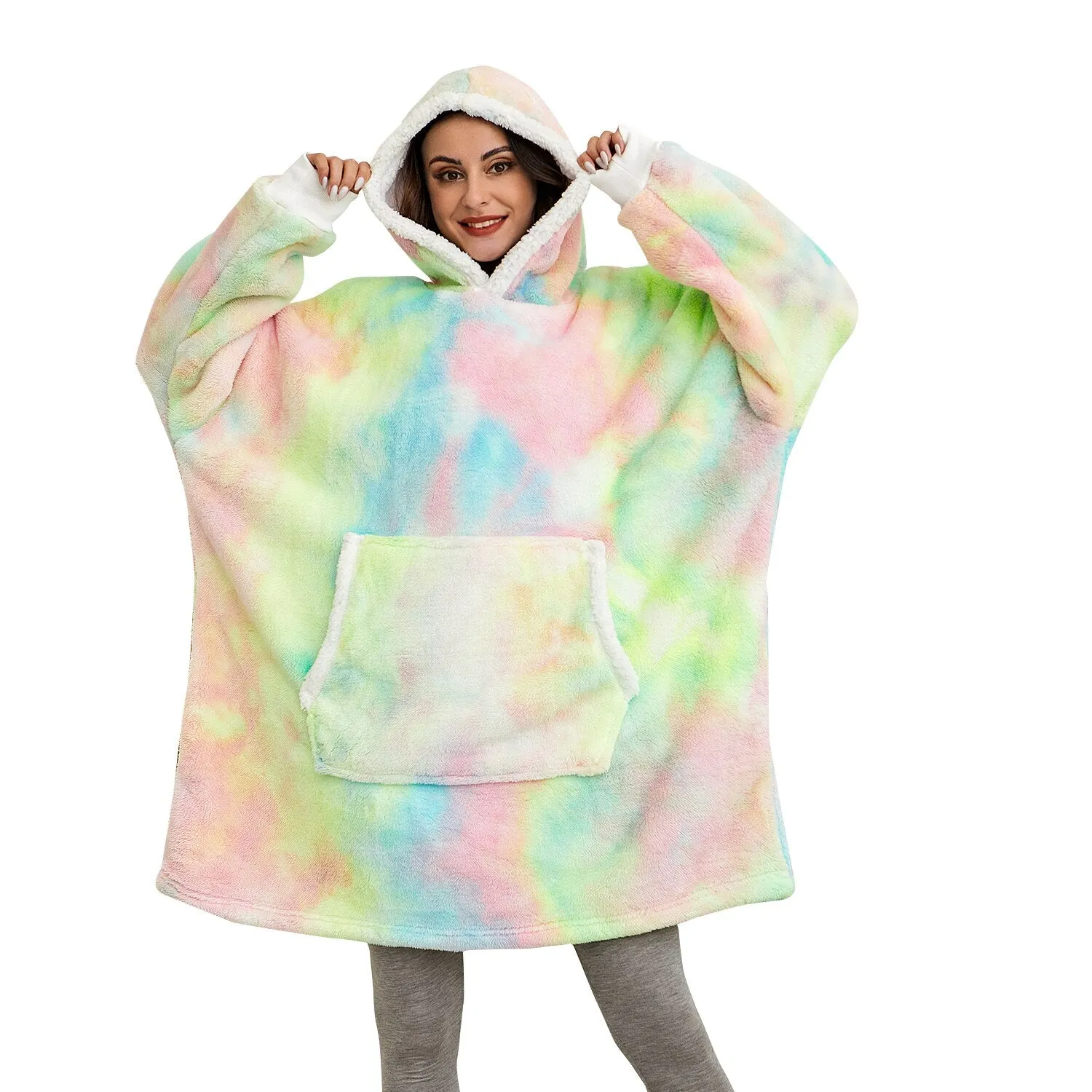 Blanket with Sleeves Women Oversized Hoodie Fleece Warm Hoodies Sweatshirts Giant TV Blanket Women Hoody Robe