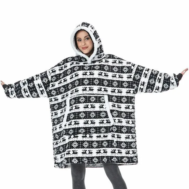 Blanket with Sleeves Women Oversized Hoodie Fleece Warm Hoodies Sweatshirts Giant TV Blanket Women Hoody Robe