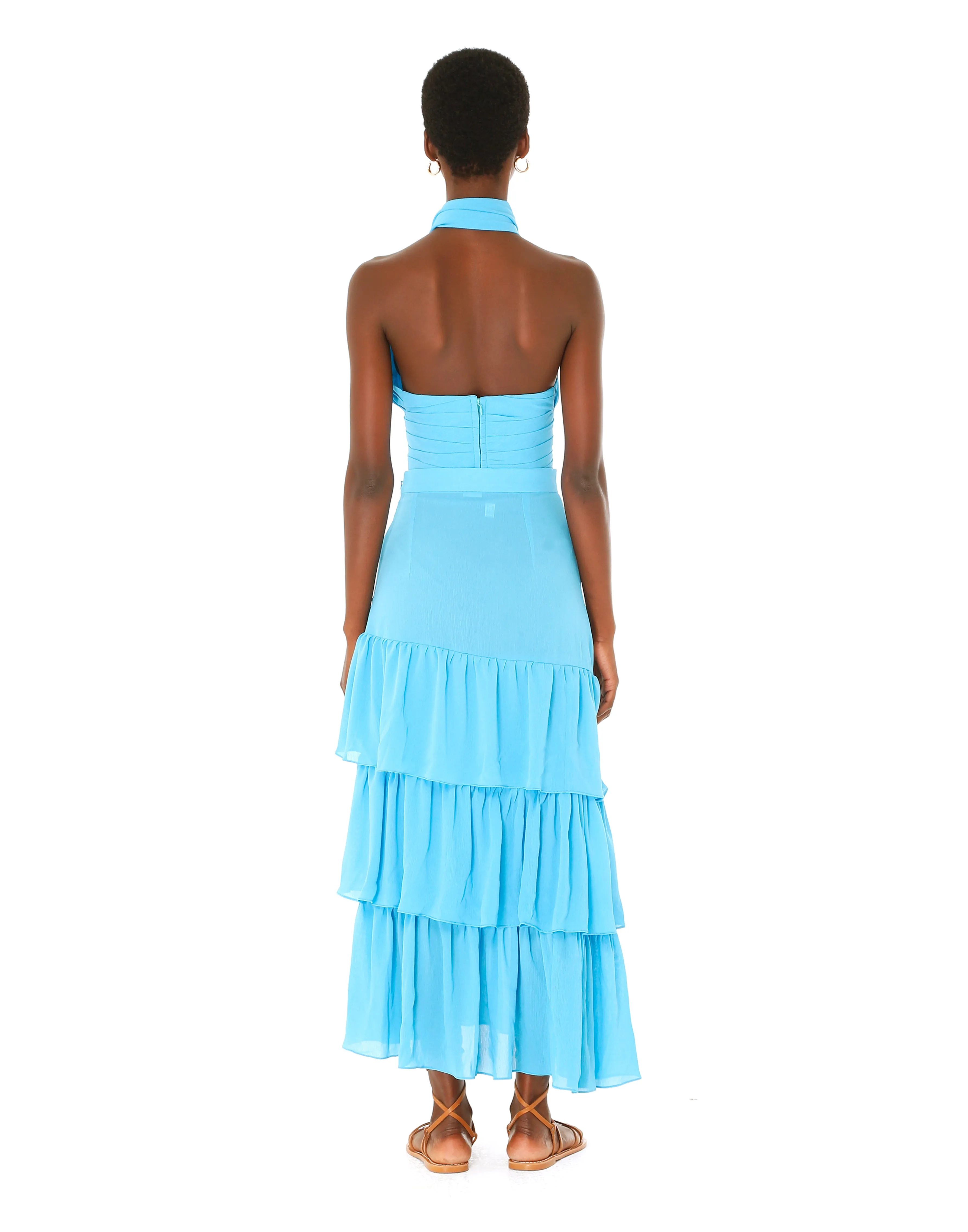 Blue Mavi Ruffle Maxi Skirt