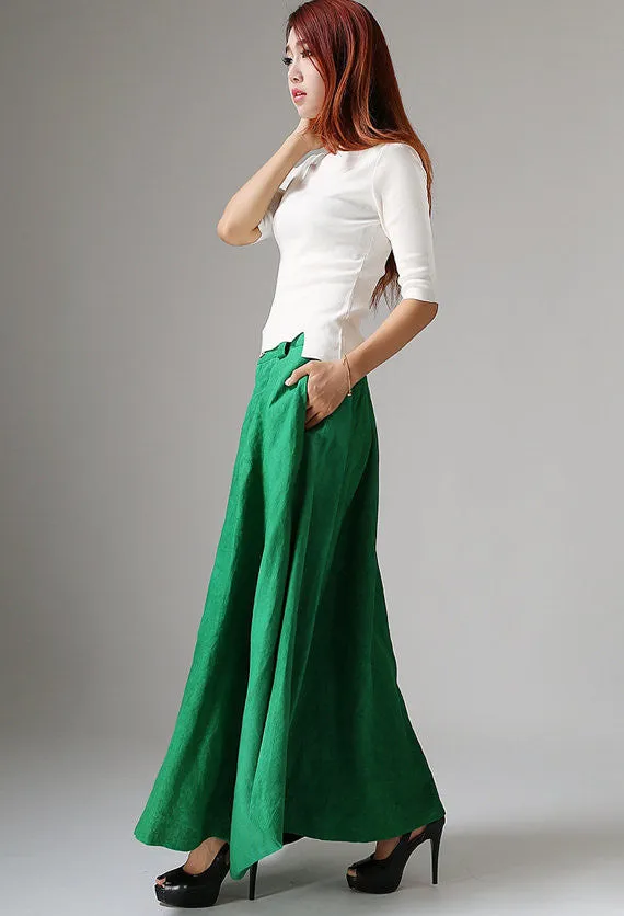 Boho casual swing long skirt for women in Green 1038#