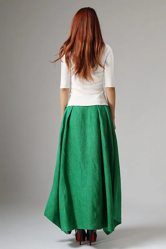 Boho casual swing long skirt for women in Green 1038#