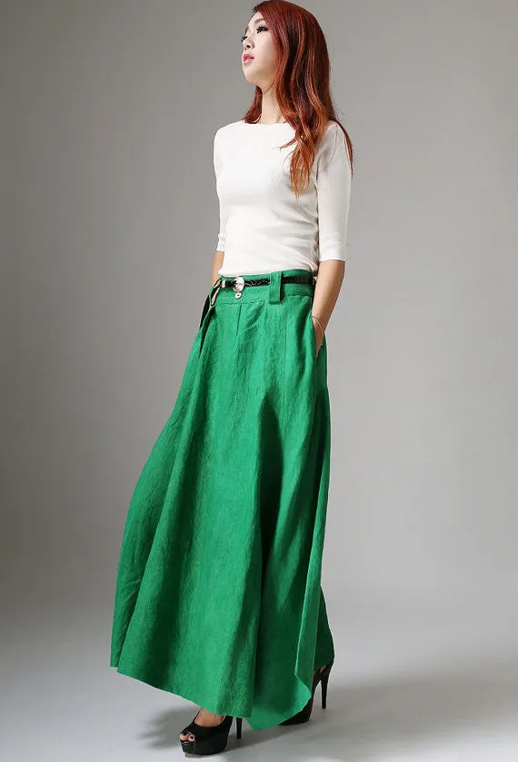 Boho casual swing long skirt for women in Green 1038#