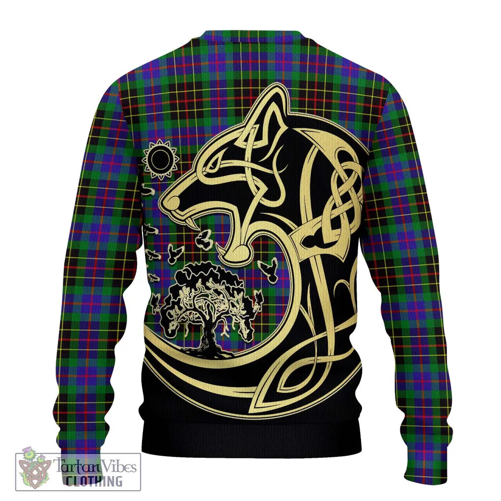 Brodie Hunting Modern Tartan Ugly Sweater with Family Crest Celtic Wolf Style