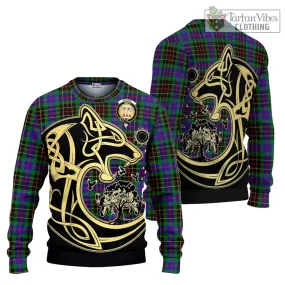 Brodie Hunting Modern Tartan Ugly Sweater with Family Crest Celtic Wolf Style