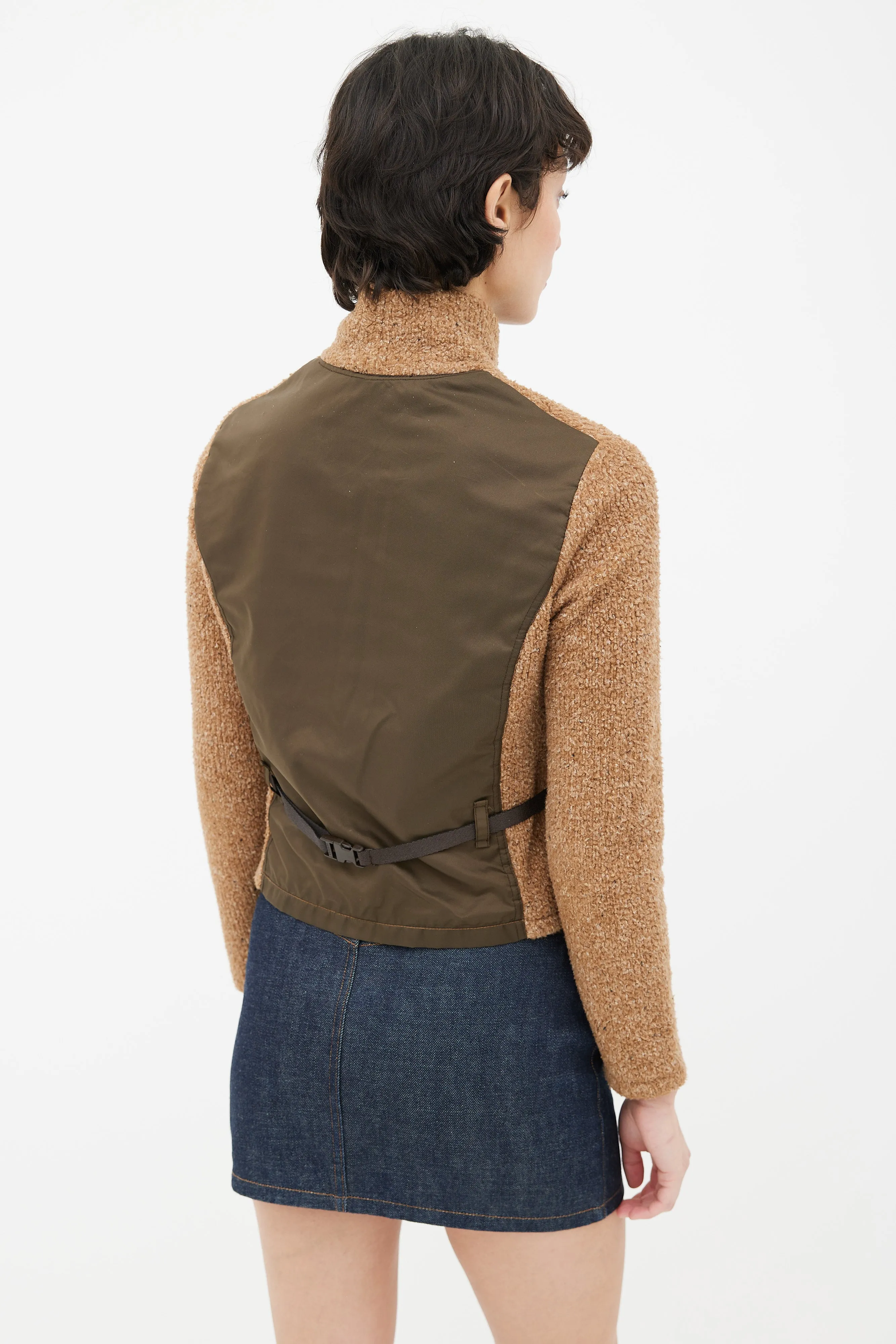 Brown & Green Panelled Buckle Turtleneck