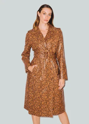 Brown Snakeskin Trench Coat