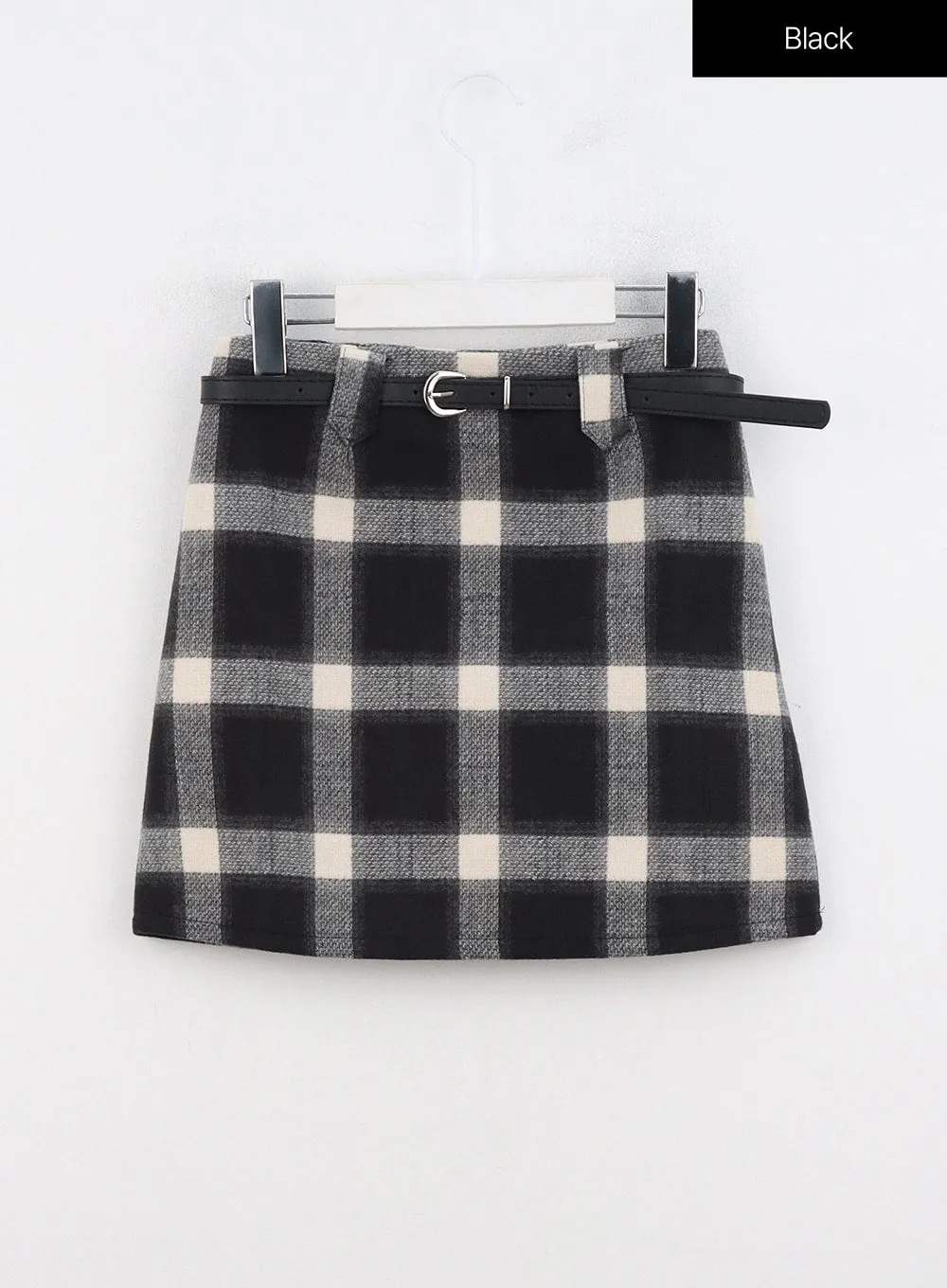 Buckle Plaid Mini Skirt IN322