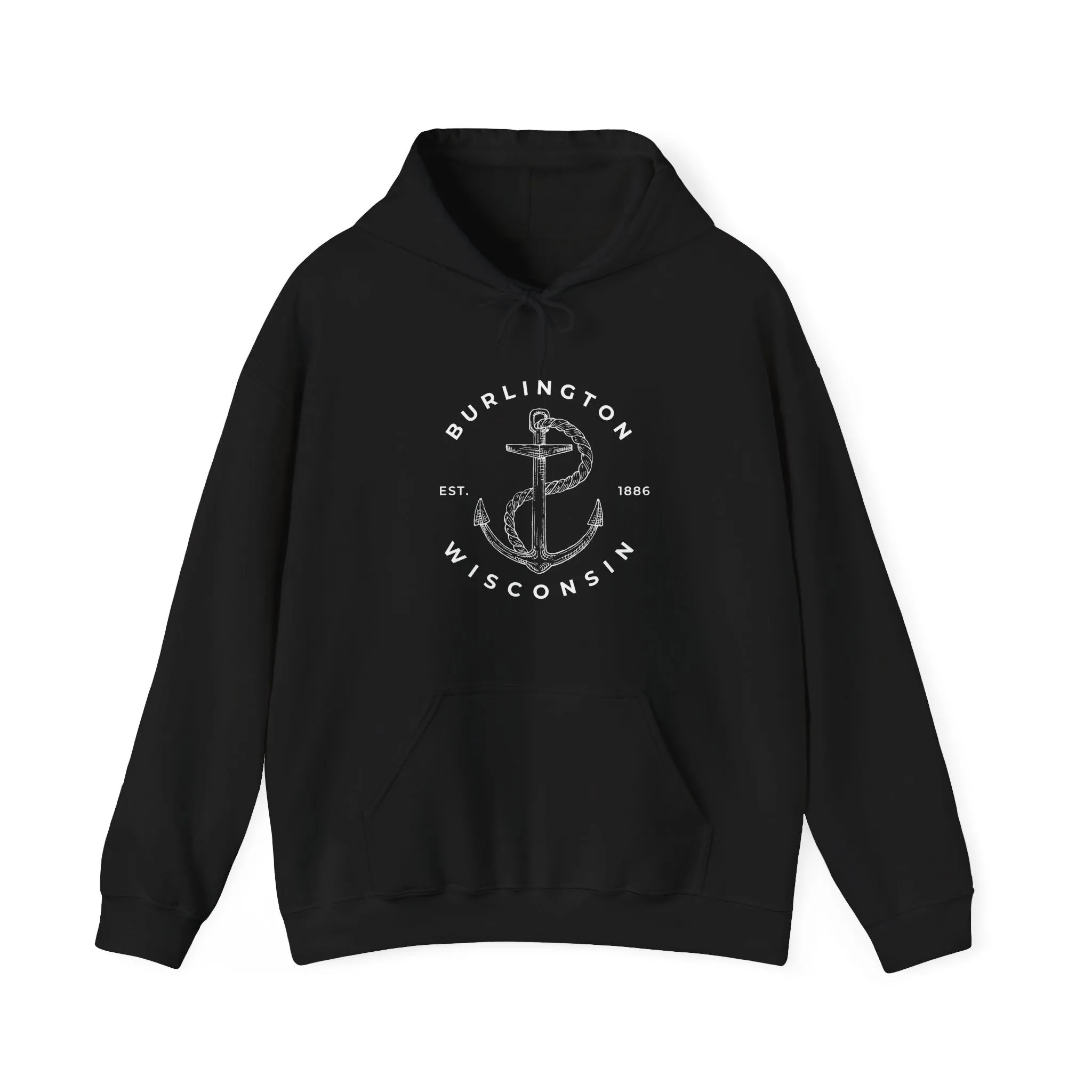 Burlington Wisconsin With Anchor Hooded Sweatshirt