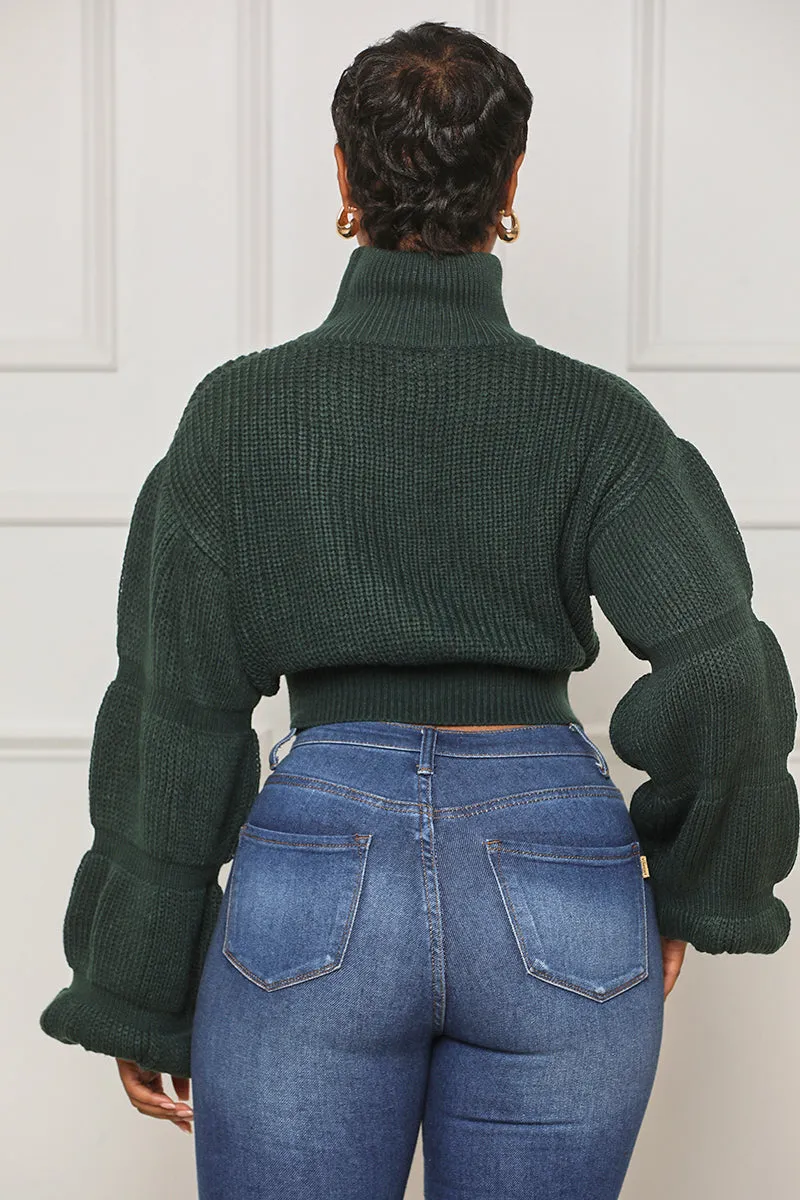 Burst Your Bubble Cropped Sweater (Forest Green)- FINAL SALE