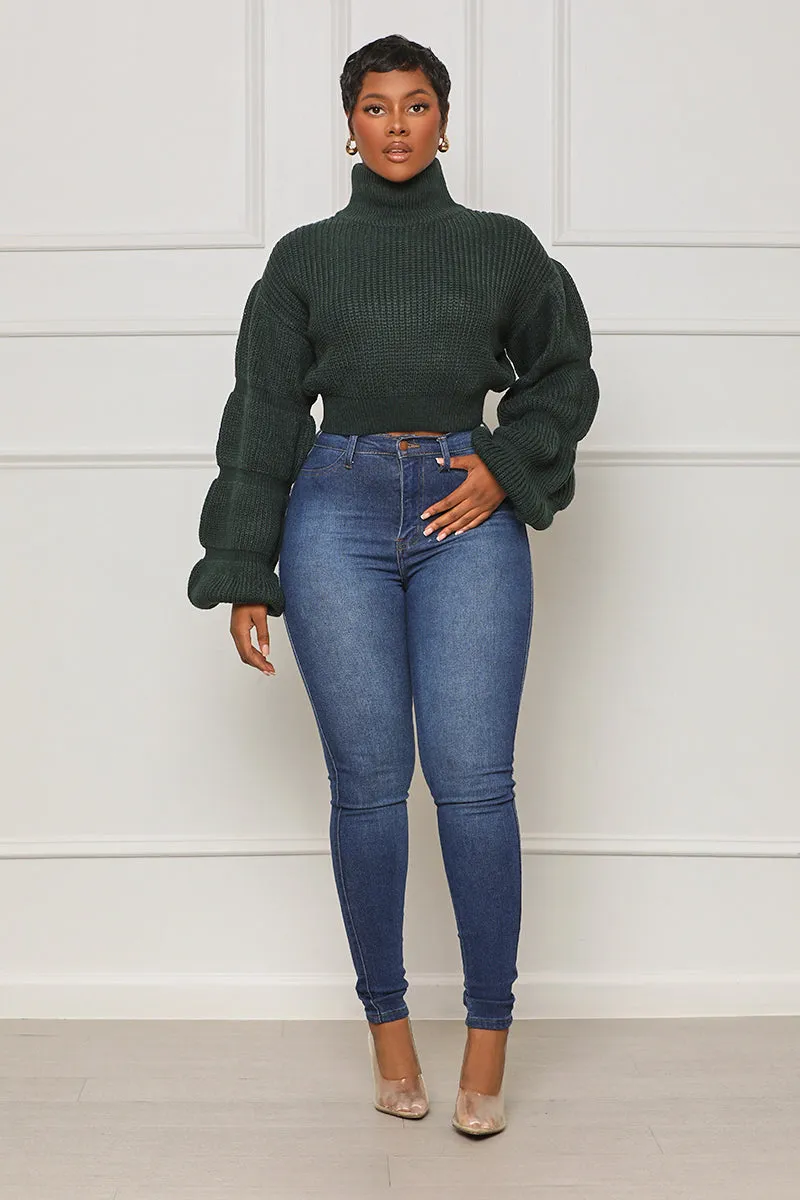 Burst Your Bubble Cropped Sweater (Forest Green)- FINAL SALE