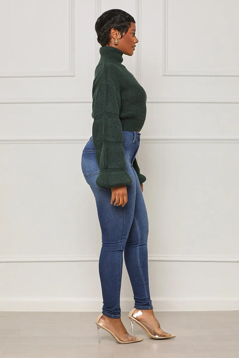 Burst Your Bubble Cropped Sweater (Forest Green)- FINAL SALE