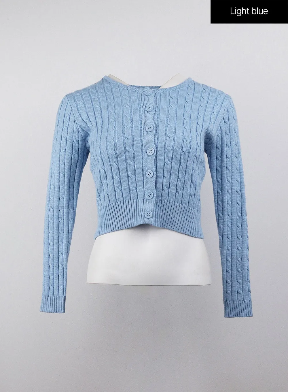 Cable Knit Buttoned Crop Cardigan OJ416