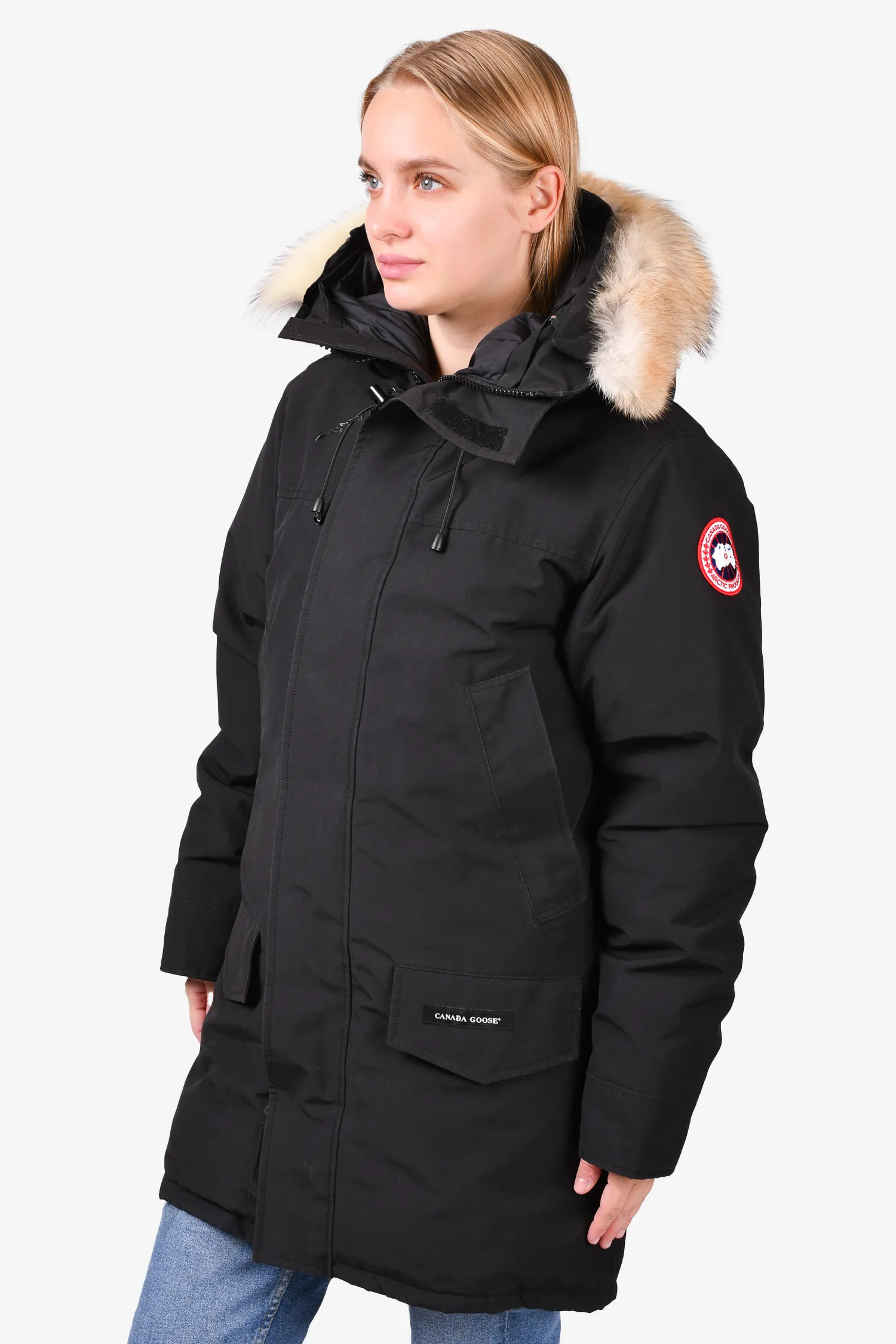 Canada Goose Black Down Langford Parka Jacket with Fur Trim Size S Mens