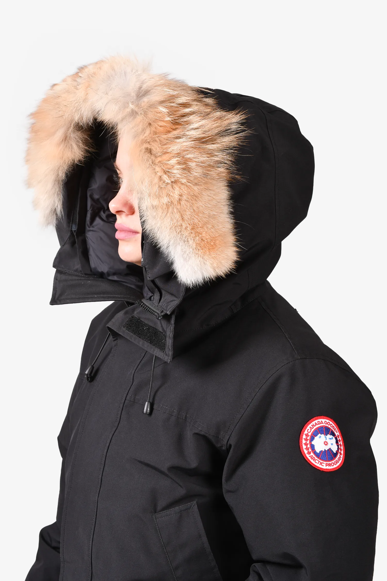 Canada Goose Black Down Langford Parka Jacket with Fur Trim Size S Mens