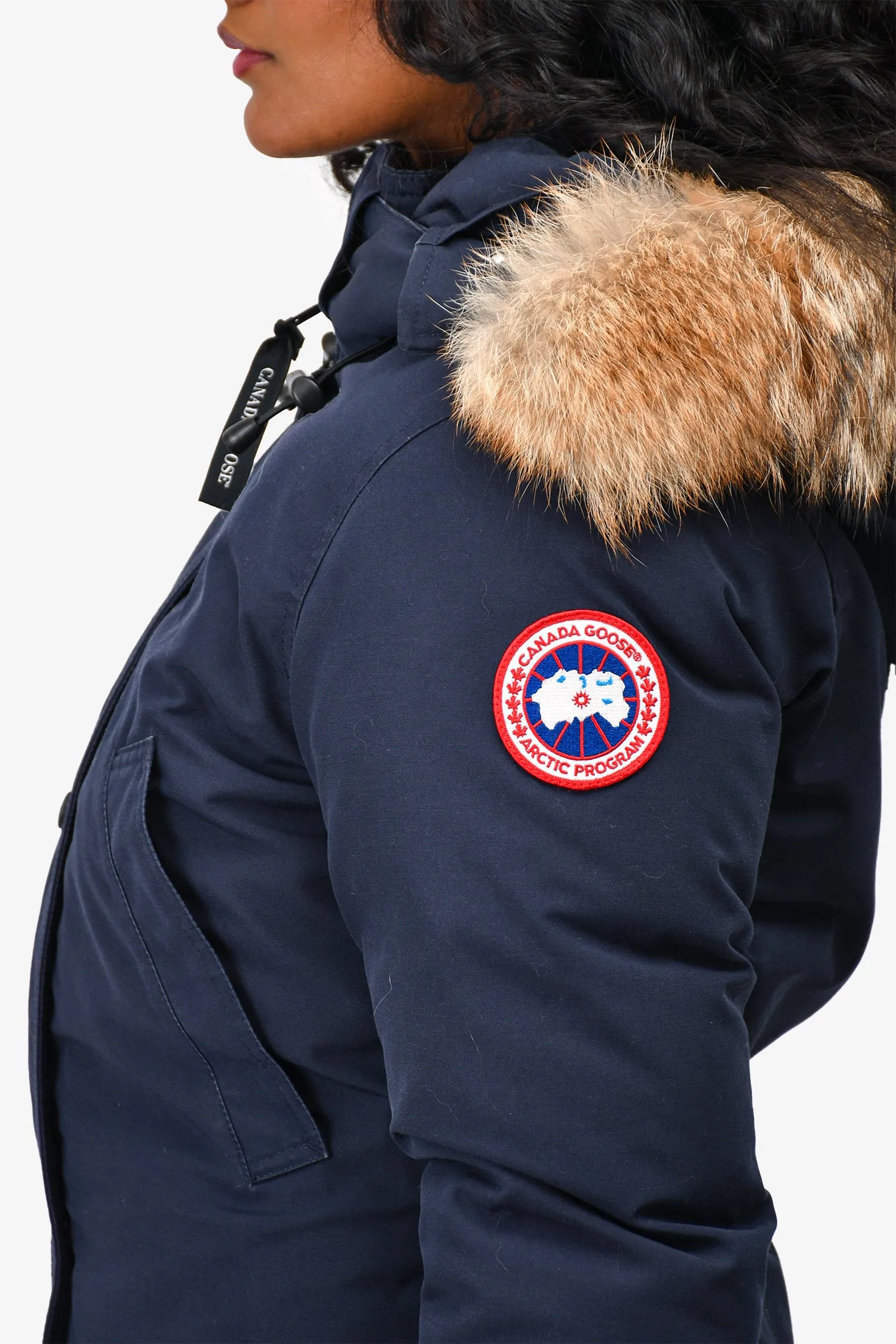 Canada Goose Navy Blue Trillium Parka with Fur Trimmed Hood Size XS