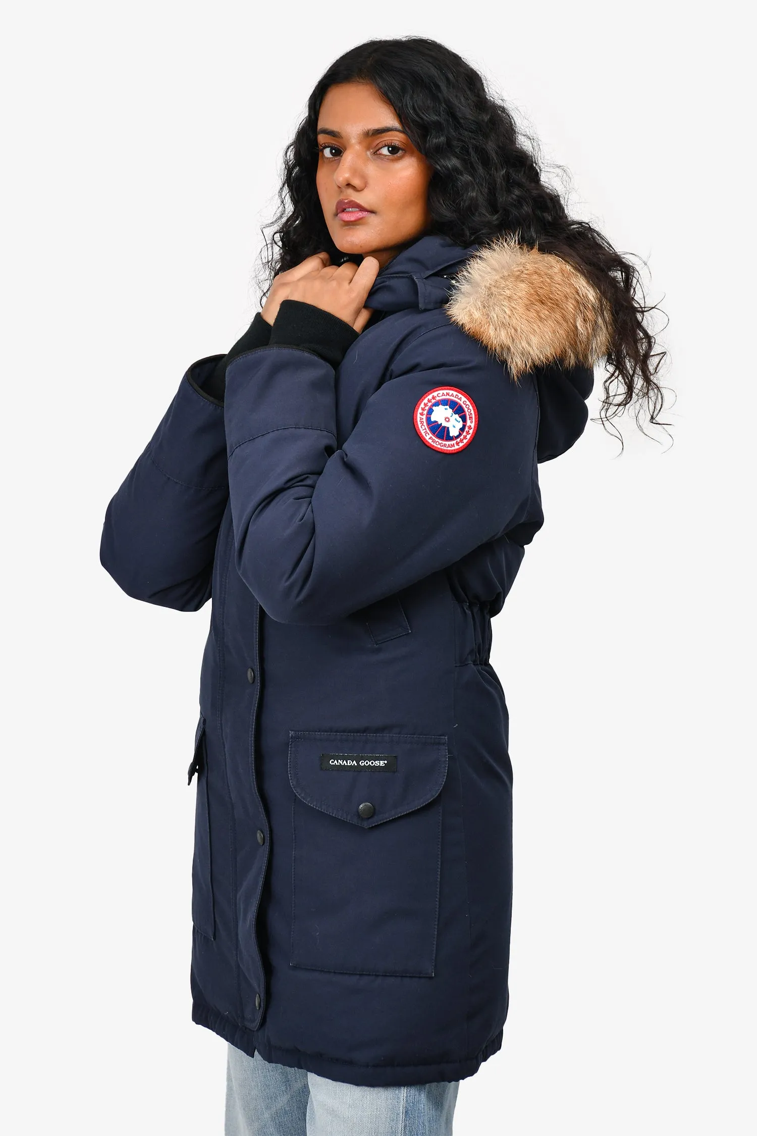 Canada Goose Navy Blue Trillium Parka with Fur Trimmed Hood Size XS