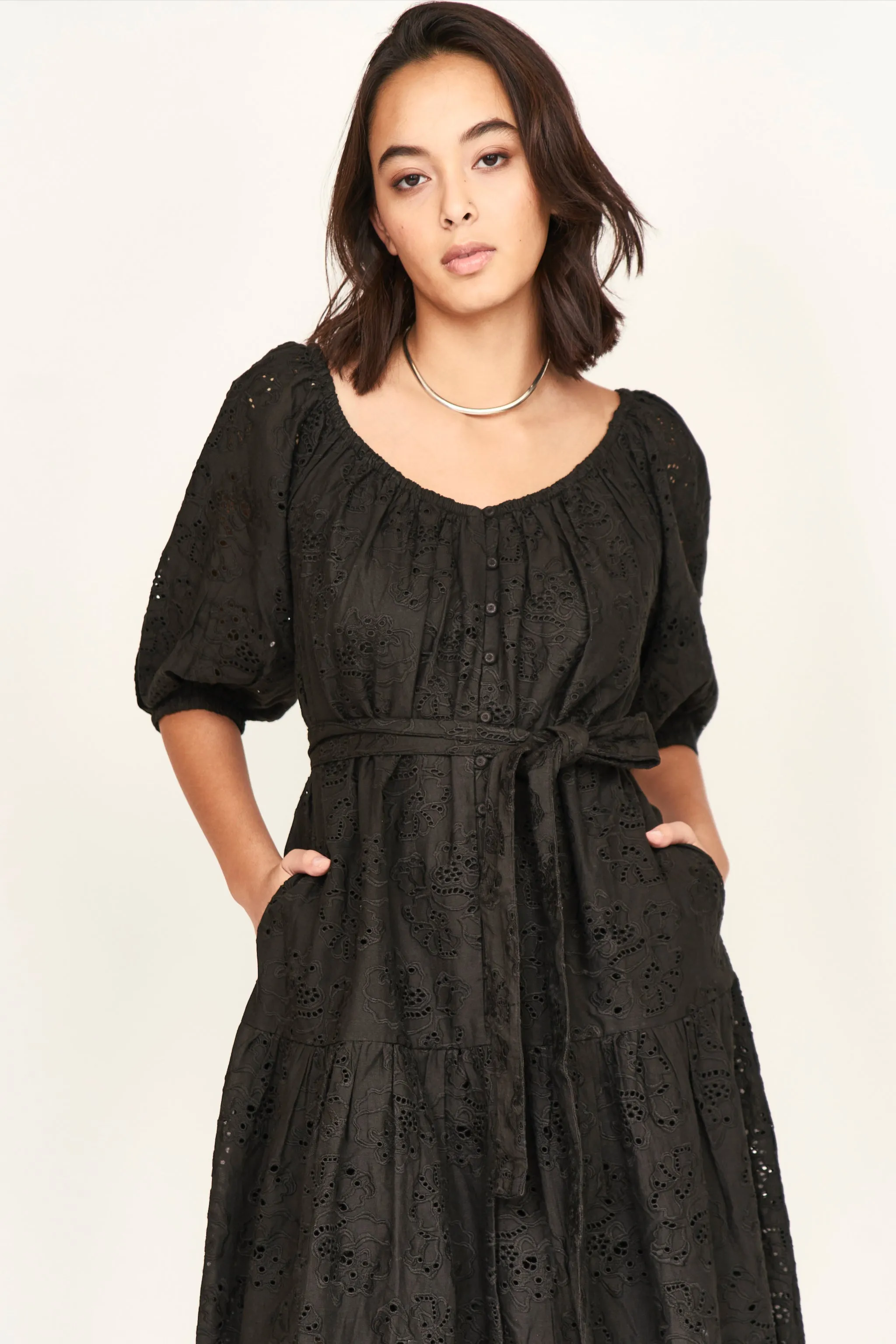 Capri Dress in Black Eyelet