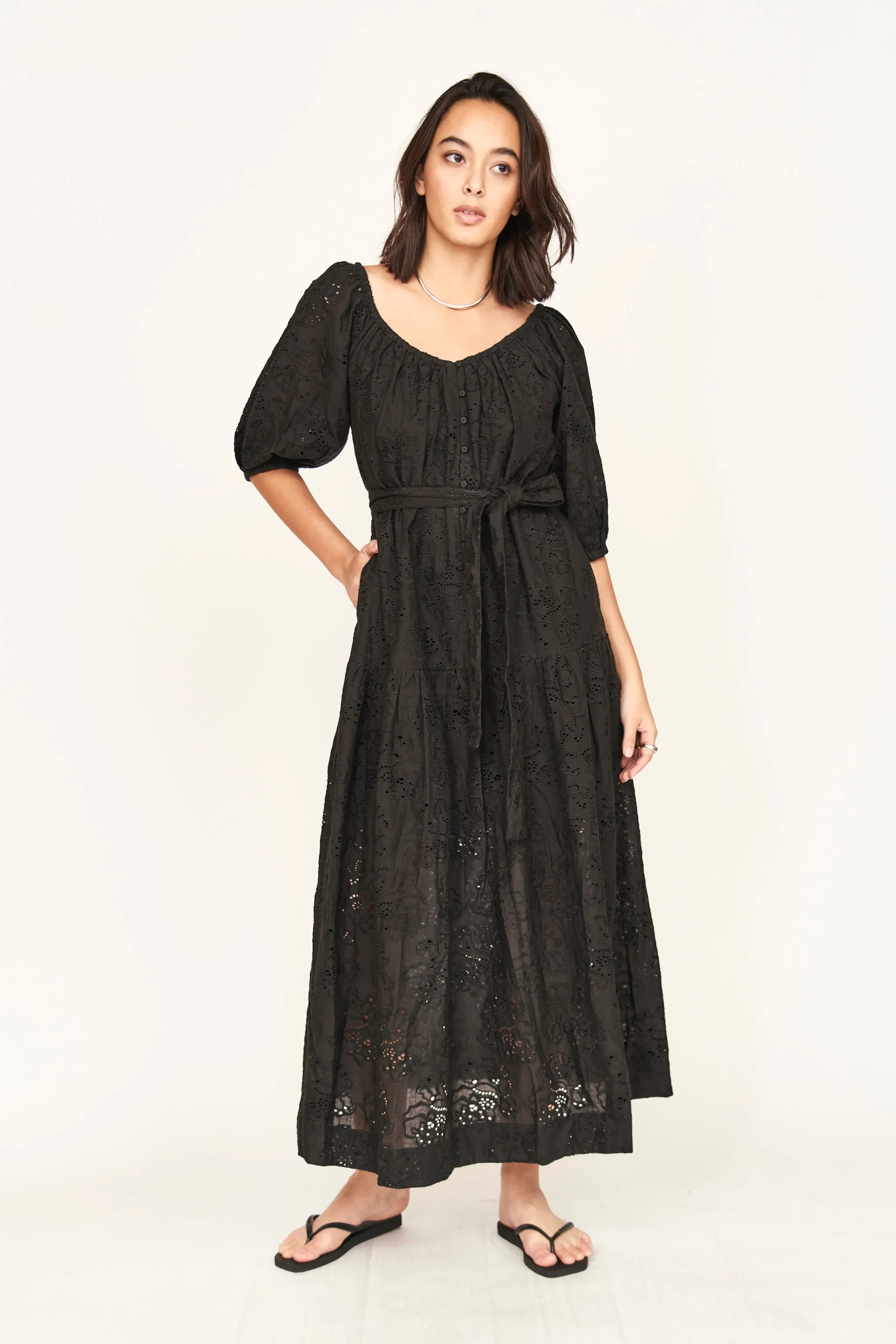 Capri Dress in Black Eyelet