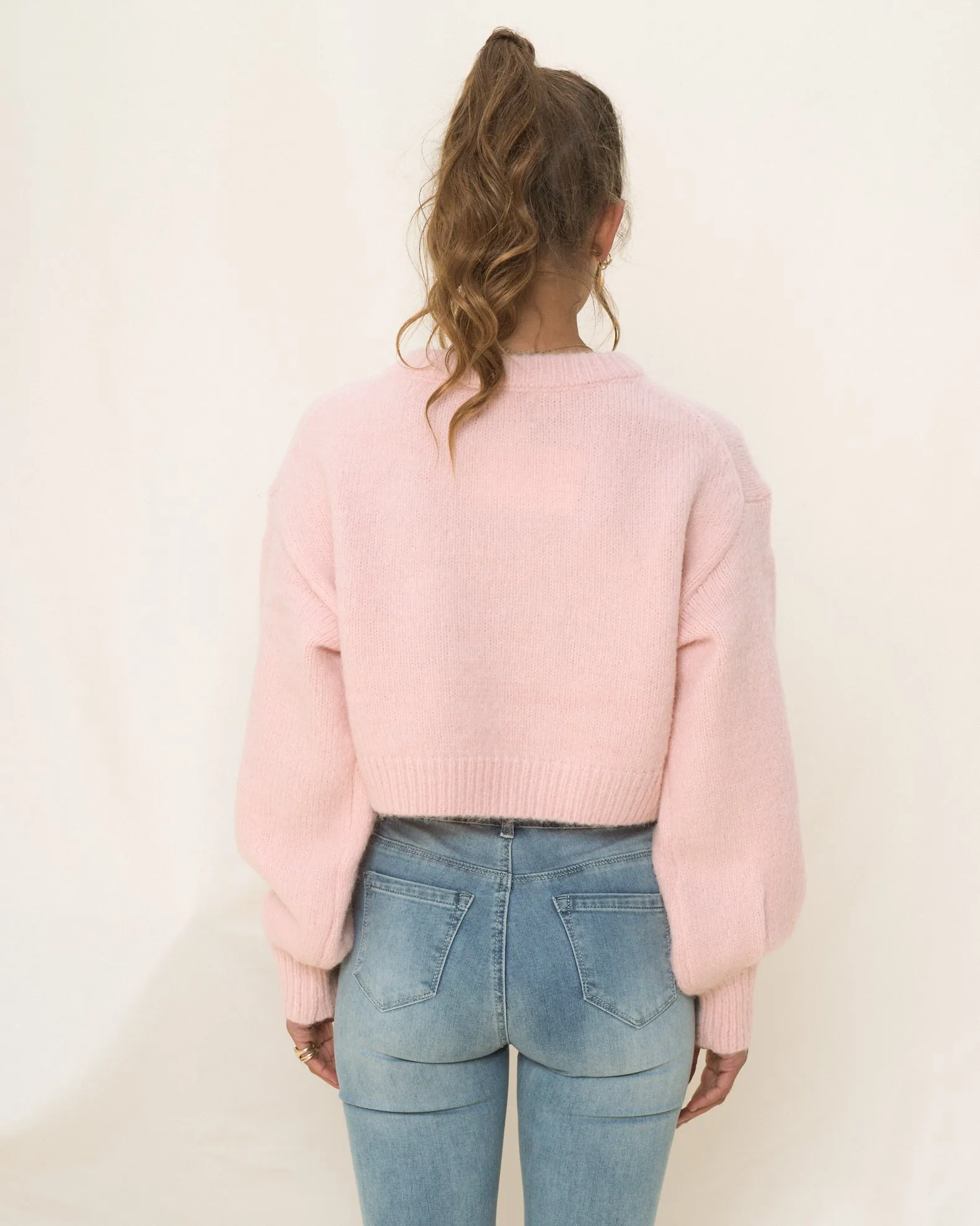 Casey Baby Pink Cropped Knit Jumper