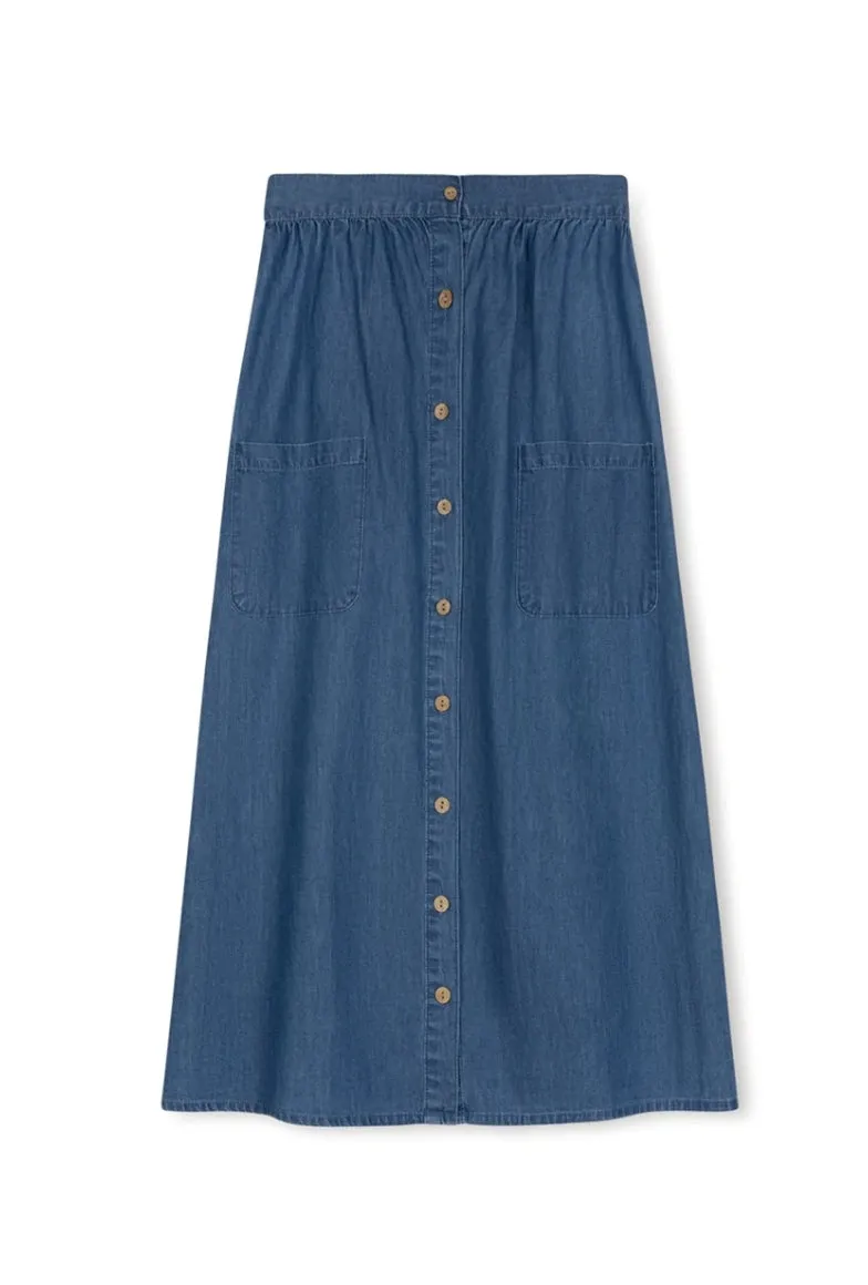 Chambray Button Down Maxi Skirt