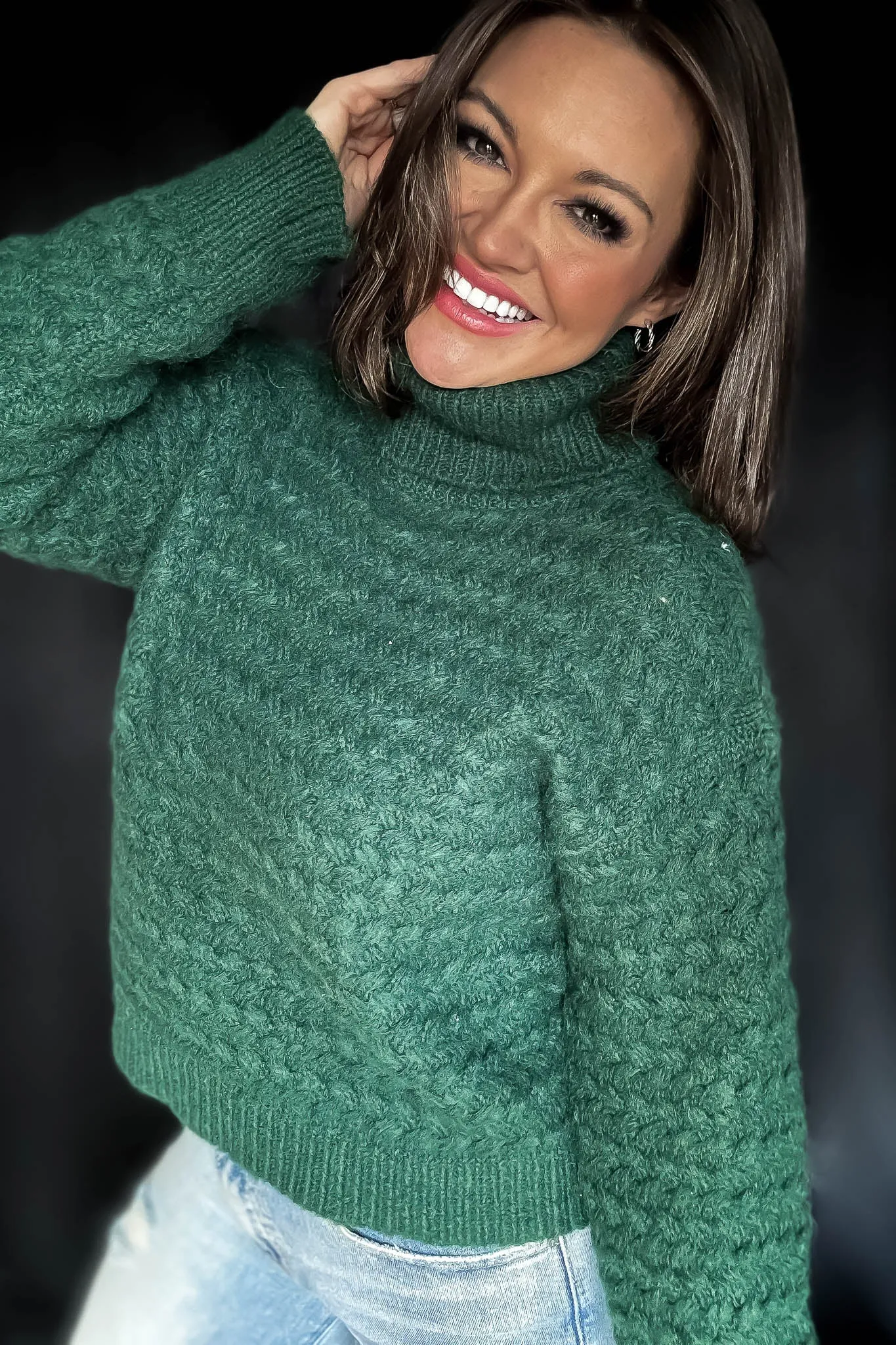 Chill In The Air Hunter Green Turtleneck Sweater