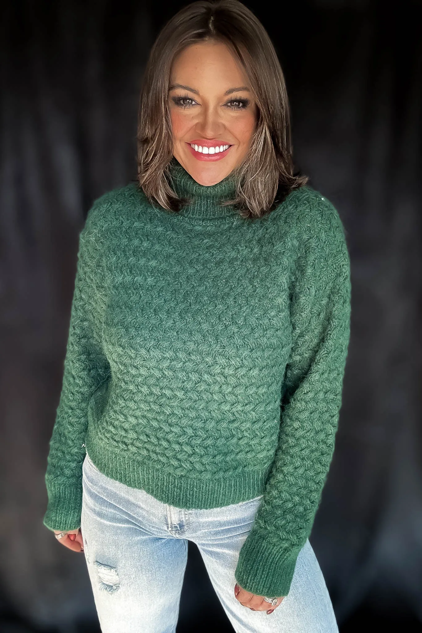 Chill In The Air Hunter Green Turtleneck Sweater