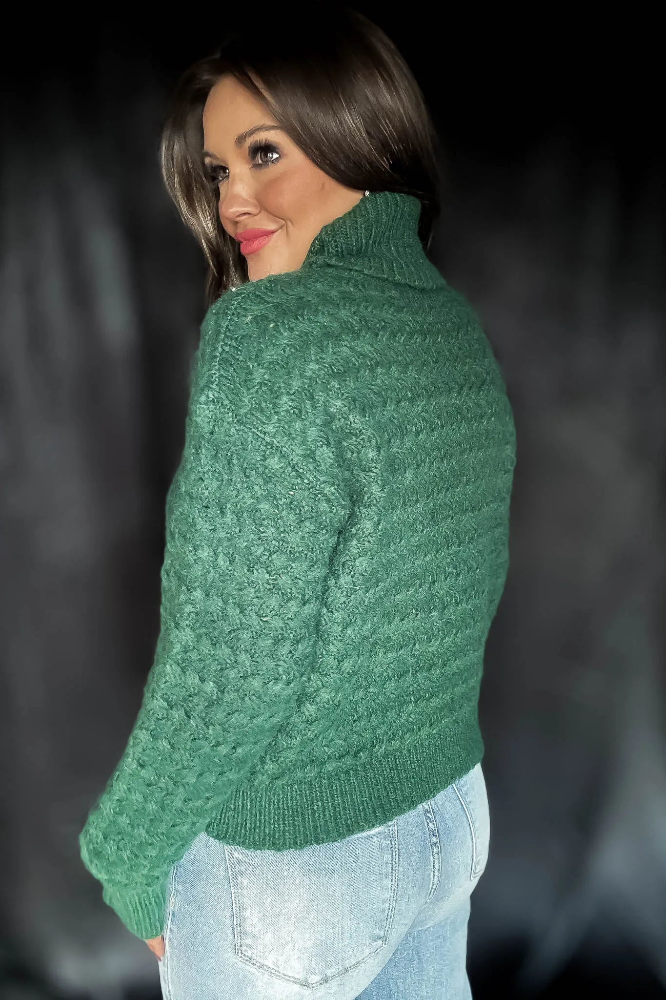 Chill In The Air Hunter Green Turtleneck Sweater