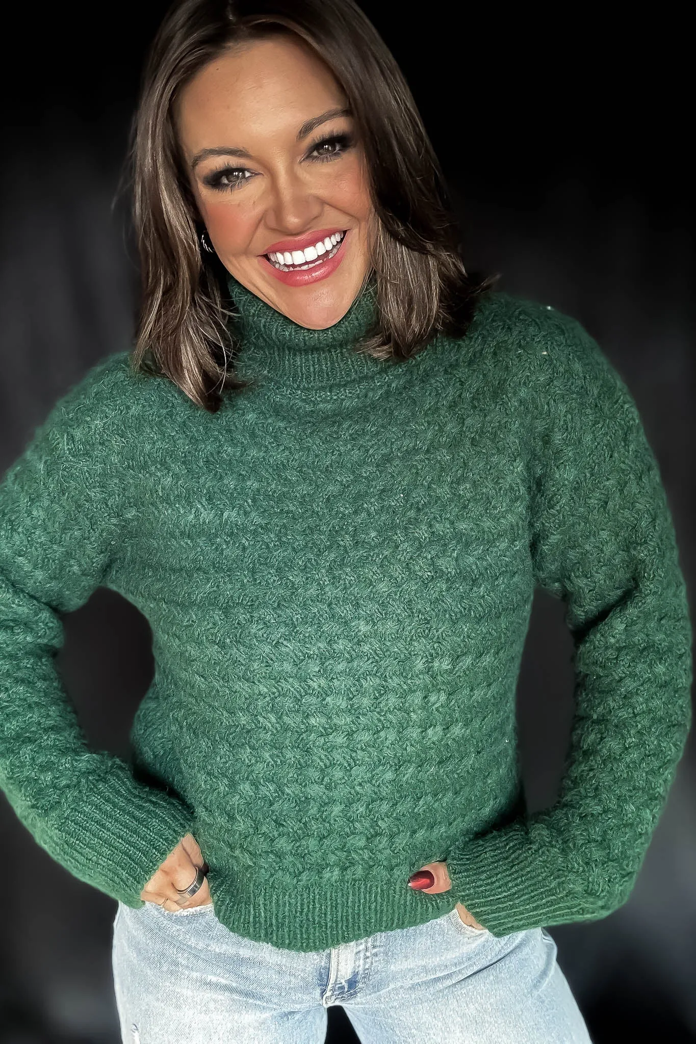 Chill In The Air Hunter Green Turtleneck Sweater