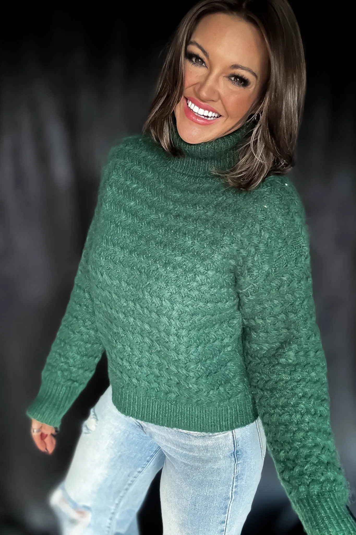 Chill In The Air Hunter Green Turtleneck Sweater