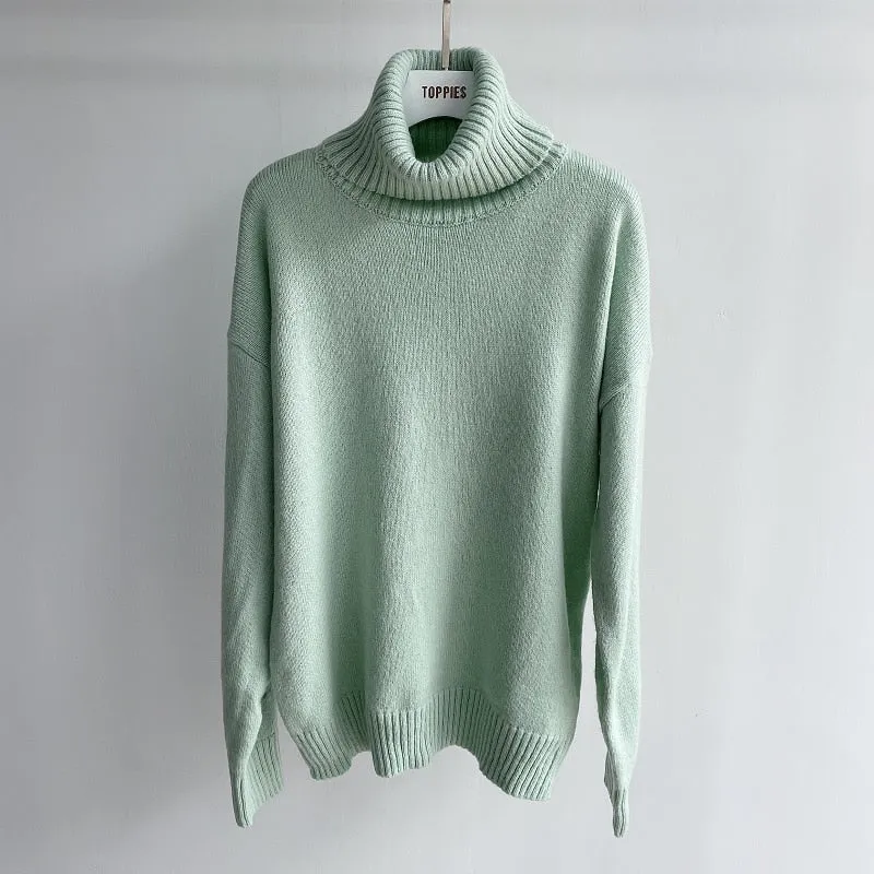 Christmas Gift Toppies 2022 Autumn Winter women fashion Sweater 15% wool Green turtleneck sweater Knitted Tops Korean Winter Clothes