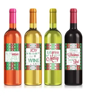 Christmas Sweater Wine Label Set